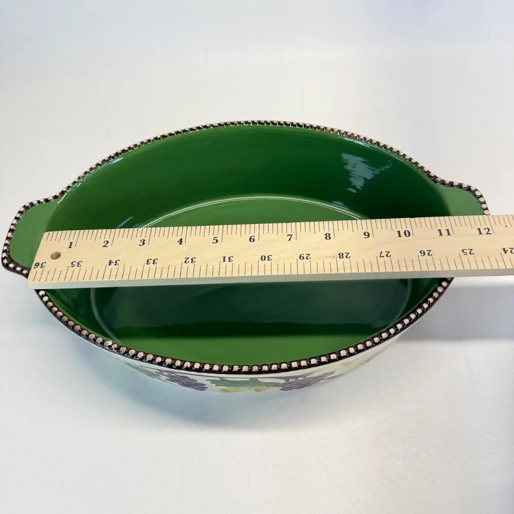 Temp-tations by Tara 3QT Oval Baker Grape Vine Ceramic Dish Lid BS-LX-863359